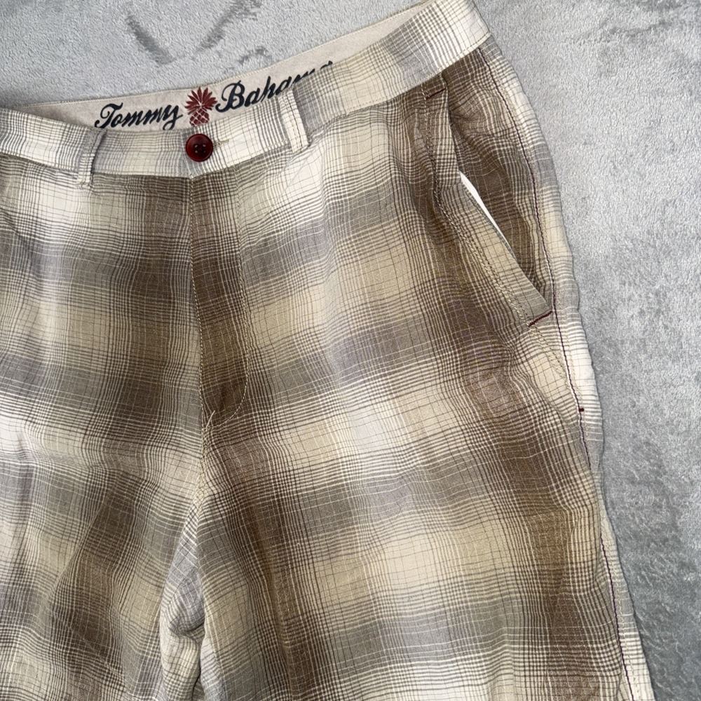 Tommy Bahama Shorts Multicolor Plaid Chino Mens Size‎ 35 Linen Silk Blend - Picture 4 of 9